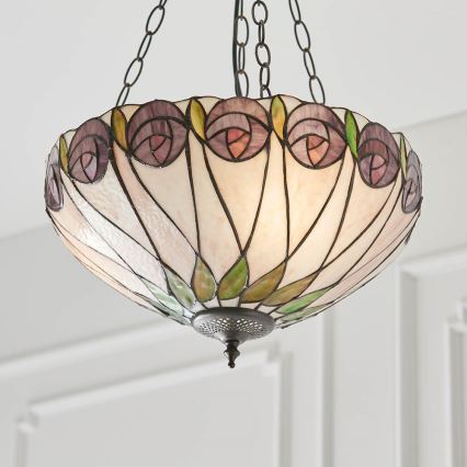 Endon 64175 - Tiffany HUTCHINSON lysekrone med kæde 3xE27/60W/230V Ø 40 cm