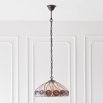 Endon 64176 - Kædeophængt Tiffany-lysekrone HUTCHINSON 1xE27/60W/230V Ø 40 cm
