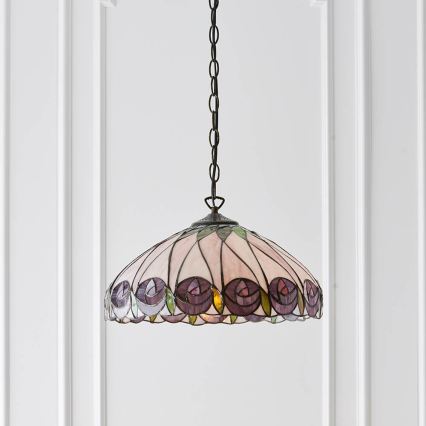 Endon 64176 - Kædeophængt Tiffany-lysekrone HUTCHINSON 1xE27/60W/230V Ø 40 cm