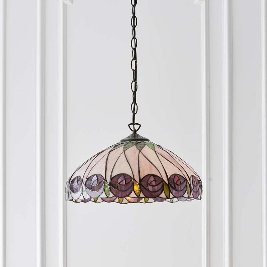 Endon 64176 - Kædeophængt Tiffany-lysekrone HUTCHINSON 1xE27/60W/230V Ø 40 cm