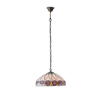Endon 64176 - Kædeophængt Tiffany-lysekrone HUTCHINSON 1xE27/60W/230V Ø 40 cm
