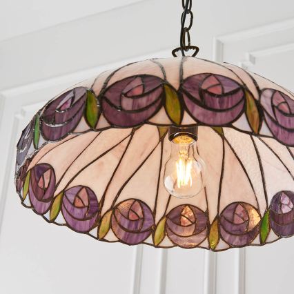 Endon 64176 - Kædeophængt Tiffany-lysekrone HUTCHINSON 1xE27/60W/230V Ø 40 cm