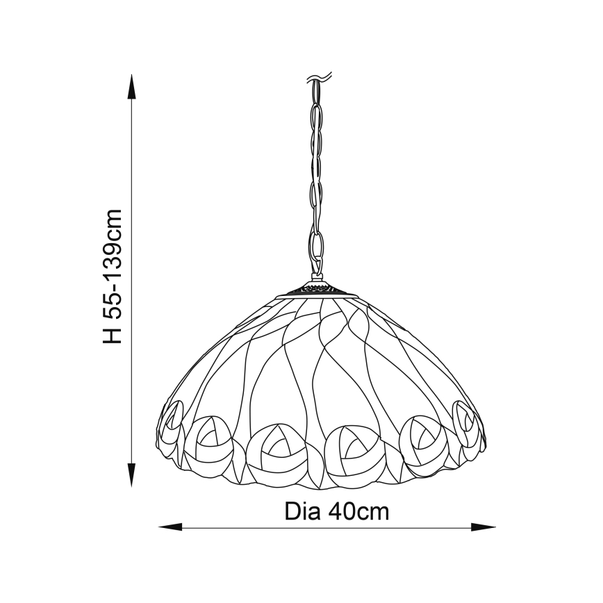 Endon 64176 - Kædeophængt Tiffany-lysekrone HUTCHINSON 1xE27/60W/230V Ø 40 cm