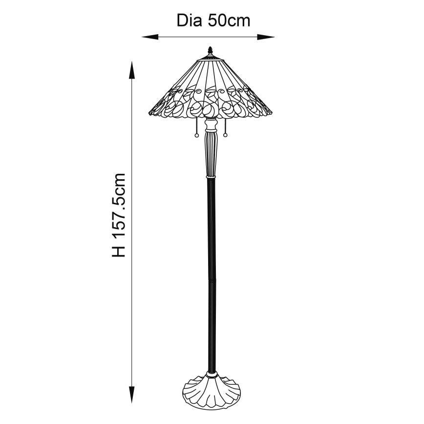 Endon 64192 - Tiffany-gulvlampe JAMELIA 2xE27/60W/230V Ø 50 cm