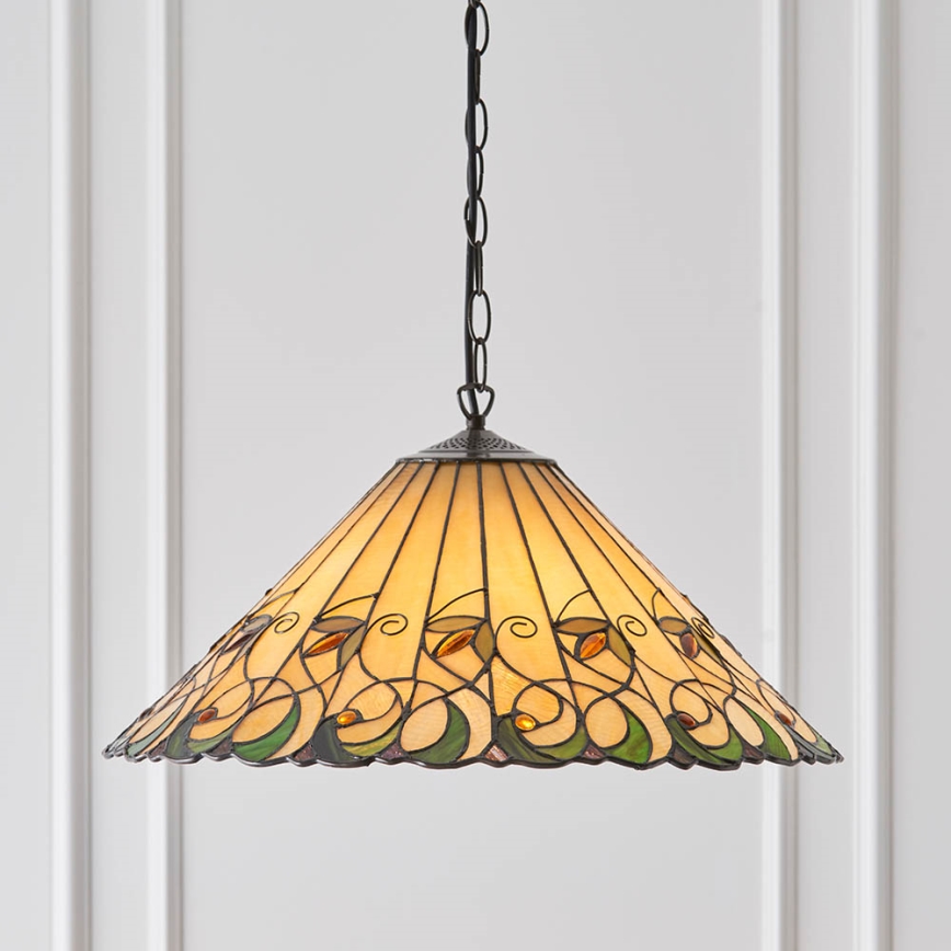 Endon 64194 - Kædeophængt Tiffany-lysekrone JAMELIA 3xE27/60W/230V Ø 50 cm