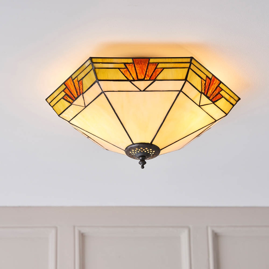 Endon 64284 - Loftlampe Tiffany NEVADA 2xE27/60W/230V Ø 40 cm