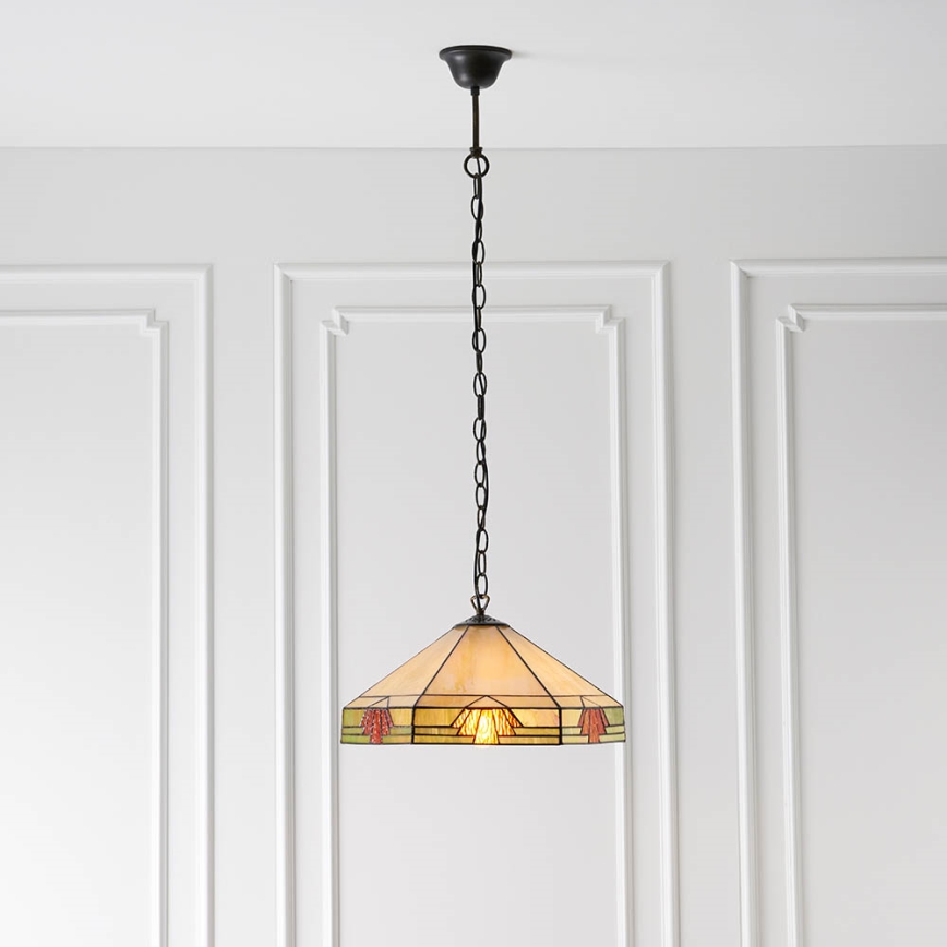 Endon 64285 - Kædeophængt Tiffany-lysekrone NEVADA 1x E27/60W/230V Ø 35 cm