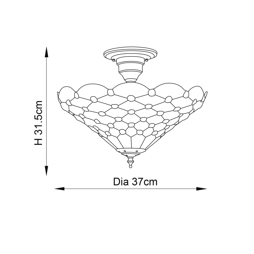 Endon 64300 - Overflademonteret Tiffany-loftlampe PEARL 3xE27/60W/230V Ø 37 cm