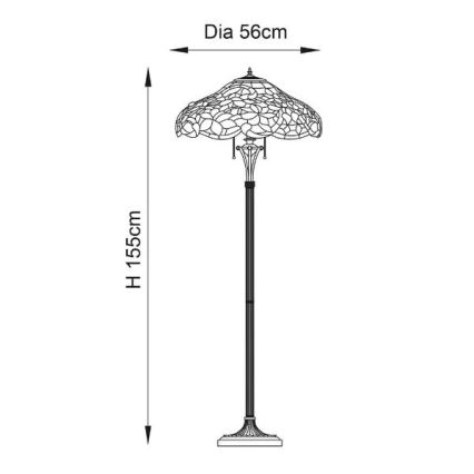 Endon 64323 - Tiffany gulvlampe SULLIVAN 2xE27/60W/230V Ø 56 cm