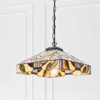 Endon 64385 - Kædeophængt Tiffany WILLOW lysekrone 1xE27/60W/230V Ø 35 cm