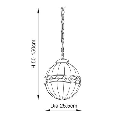 Endon 67044 - Kædeophængt Tiffany FARGO lysekrone 1xE14/40W/230V Ø 25,5 cm