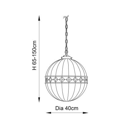 Endon 67045 - Pendel med kædeophæng FARGO 1xE27/60W/230V diameter 40 cm