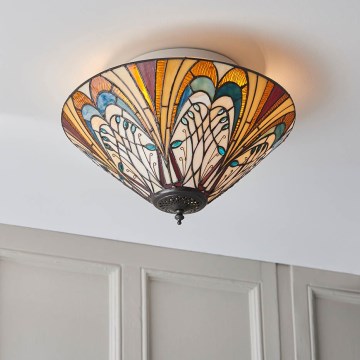 Endon 70241 - Tiffany loftlampe HECTOR 2xE27/60W/230V Ø 40 cm