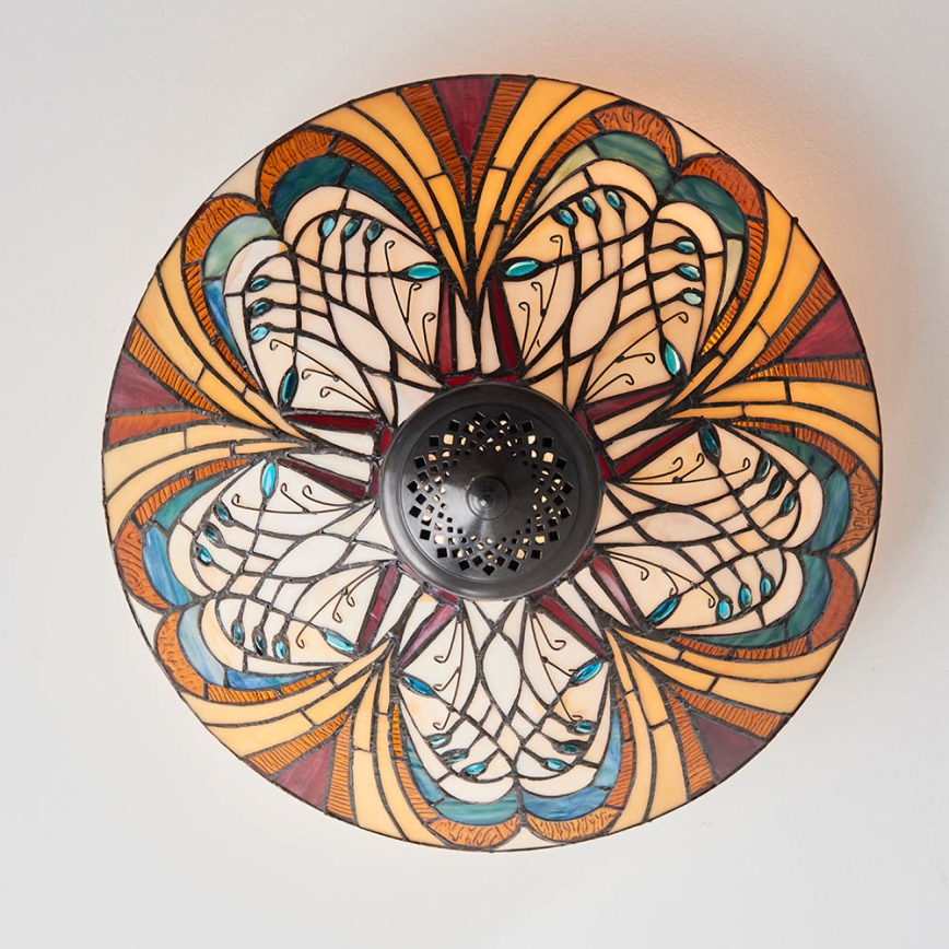 Endon 70241 - Tiffany loftlampe HECTOR 2xE27/60W/230V Ø 40 cm