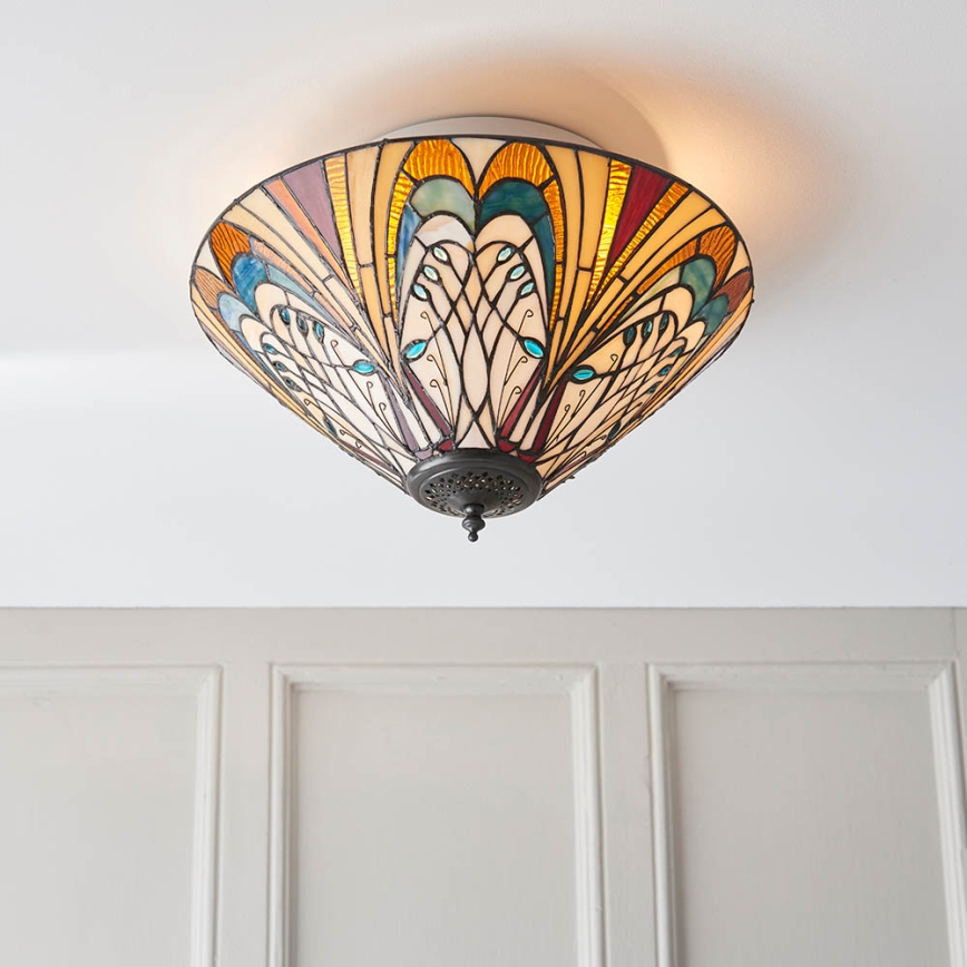 Endon 70241 - Tiffany loftlampe HECTOR 2xE27/60W/230V Ø 40 cm