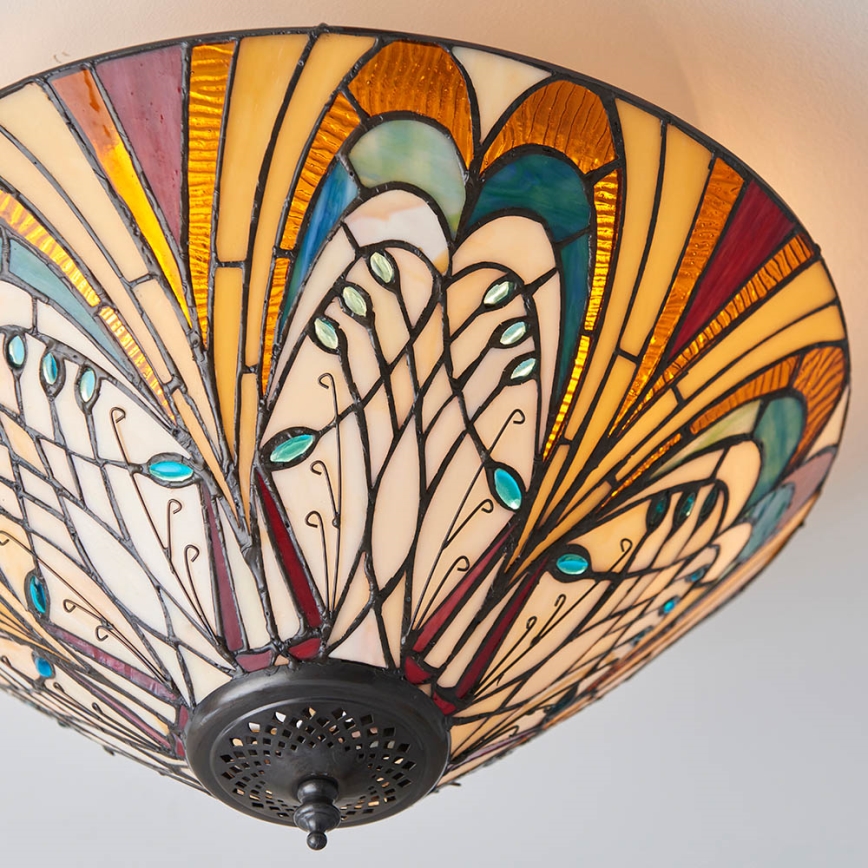 Endon 70241 - Tiffany loftlampe HECTOR 2xE27/60W/230V Ø 40 cm