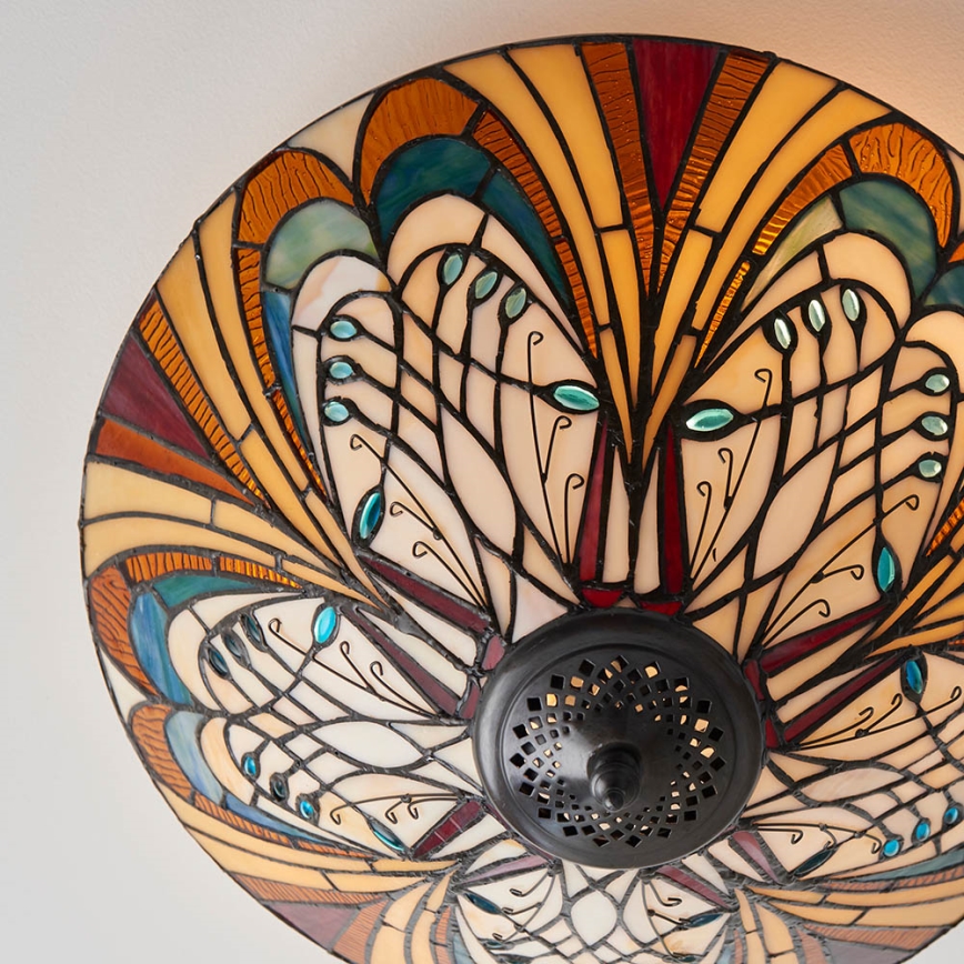 Endon 70241 - Tiffany loftlampe HECTOR 2xE27/60W/230V Ø 40 cm