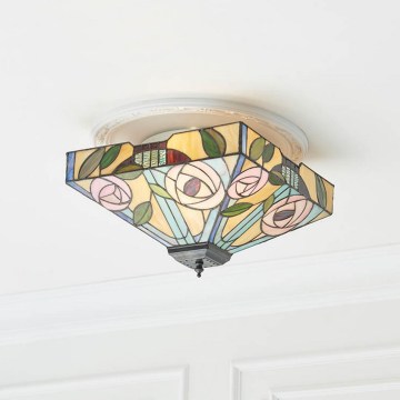 Endon 70699 - Tiffany loftlampe WILLOW 2xE27/60W/230V 35x35 cm