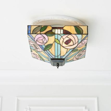 Endon 70699 - Tiffany loftlampe WILLOW 2xE27/60W/230V 35x35 cm