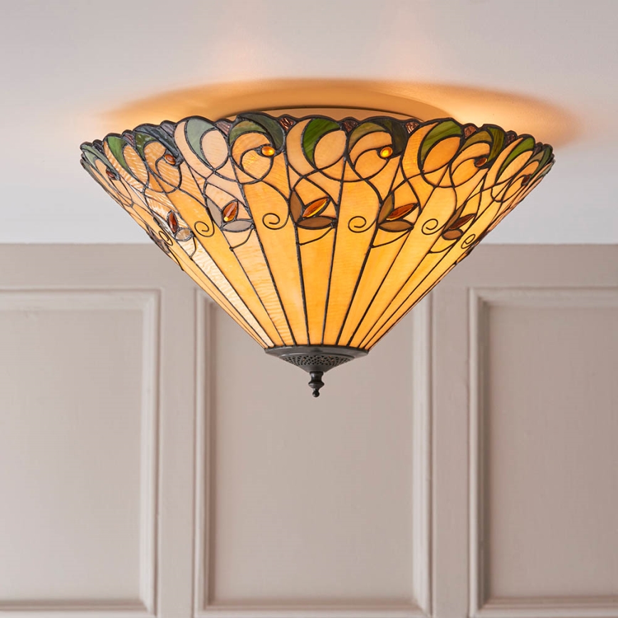 Endon 70706 - Tiffany JAMELIA loftlampe 2xE27/60W/230V Ø 50 cm