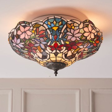Endon 70709 - Loftlampe Tiffany SULLIVAN 2xE27/60W/230V Ø 40 cm