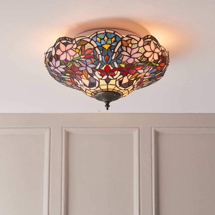 Endon 70709 - Loftlampe Tiffany SULLIVAN 2xE27/60W/230V Ø 40 cm