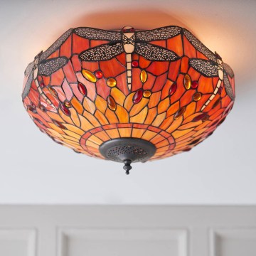 Endon 70721 - Loftlampe Tiffany DRAGONFLY 2xE27/60W/230V Ø 41 cm