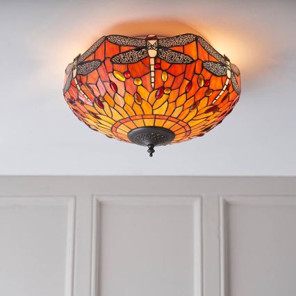 Endon 70721 - Loftlampe Tiffany DRAGONFLY 2xE27/60W/230V Ø 41 cm