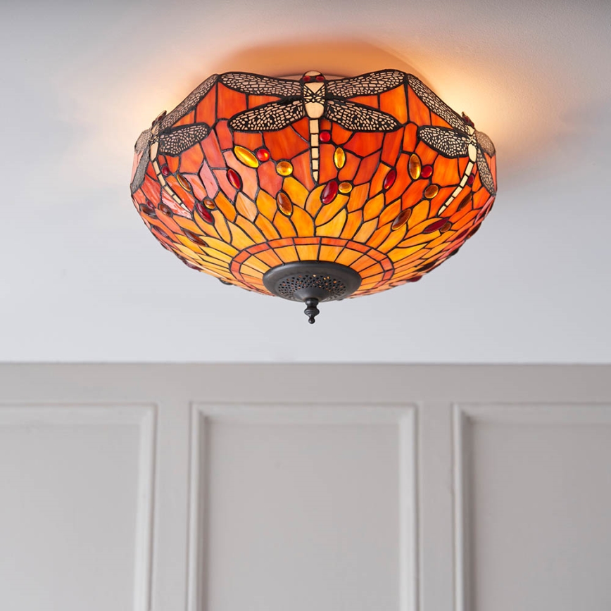 Endon 70721 - Loftlampe Tiffany DRAGONFLY 2xE27/60W/230V Ø 41 cm