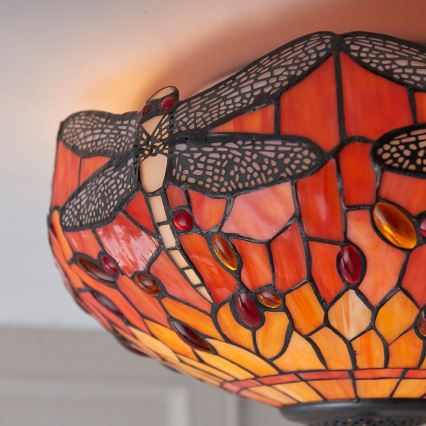 Endon 70721 - Loftlampe Tiffany DRAGONFLY 2xE27/60W/230V Ø 41 cm