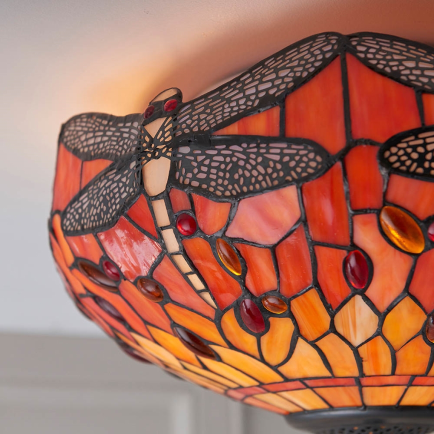 Endon 70721 - Loftlampe Tiffany DRAGONFLY 2xE27/60W/230V Ø 41 cm