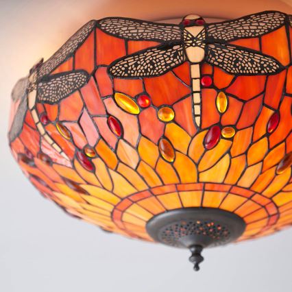 Endon 70721 - Loftlampe Tiffany DRAGONFLY 2xE27/60W/230V Ø 41 cm