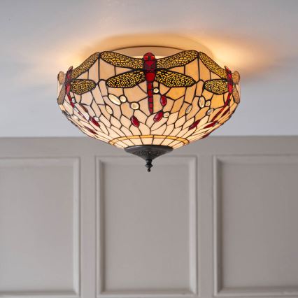 Endon 70723 - Loftlampe Tiffany DRAGONFLY 2xE27/60W/230V Ø 41 cm