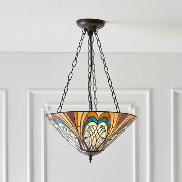 Endon 70750 - Kædeophængt lysekrone Tiffany HECTOR 3xE27/60W/230V Ø 40 cm
