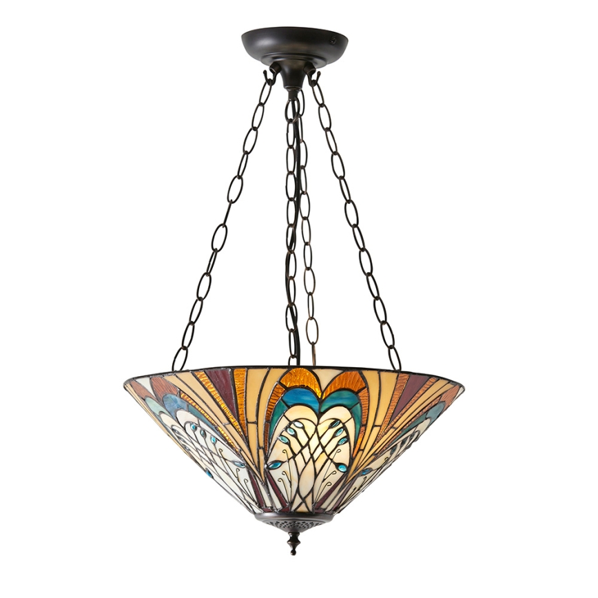 Endon 70750 - Kædeophængt lysekrone Tiffany HECTOR 3xE27/60W/230V Ø 40 cm