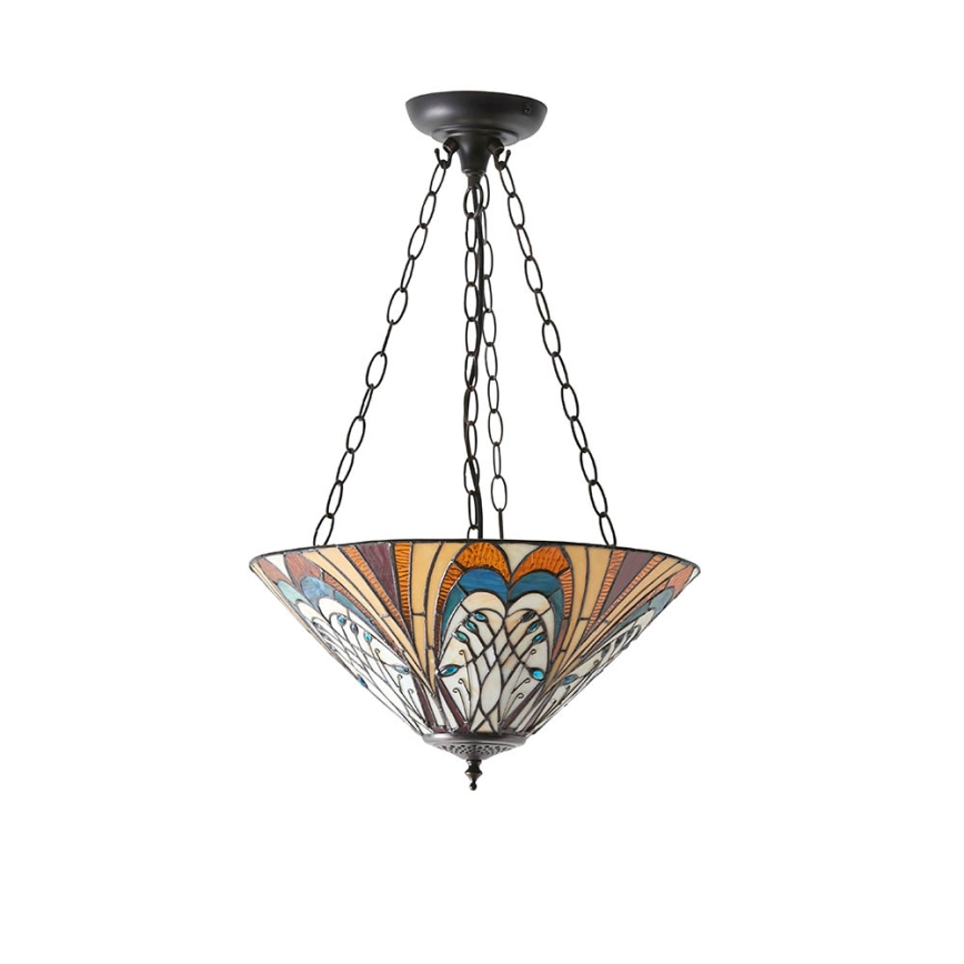 Endon 70750 - Kædeophængt lysekrone Tiffany HECTOR 3xE27/60W/230V Ø 40 cm