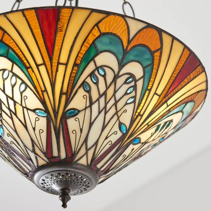 Endon 70750 - Kædeophængt lysekrone Tiffany HECTOR 3xE27/60W/230V Ø 40 cm