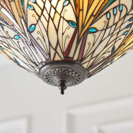 Endon 70750 - Kædeophængt lysekrone Tiffany HECTOR 3xE27/60W/230V Ø 40 cm