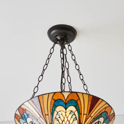 Endon 70750 - Kædeophængt lysekrone Tiffany HECTOR 3xE27/60W/230V Ø 40 cm