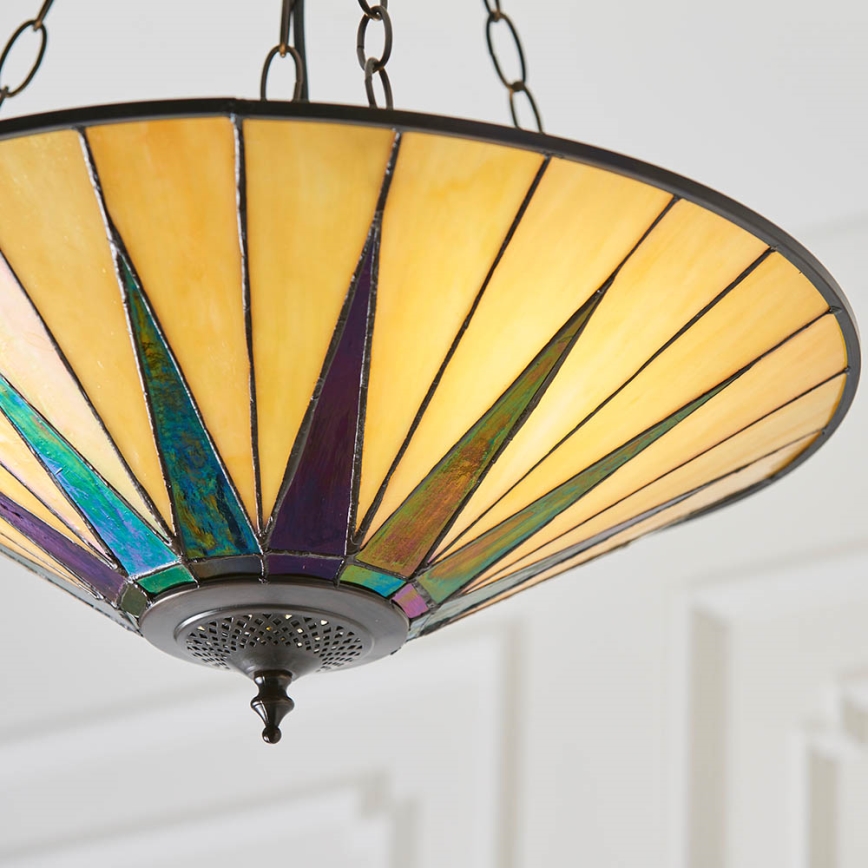 Endon 70754 - Lysekrone med kædeophæng Tiffany DARK STAR 3xE27/60W/230V Ø 49 cm