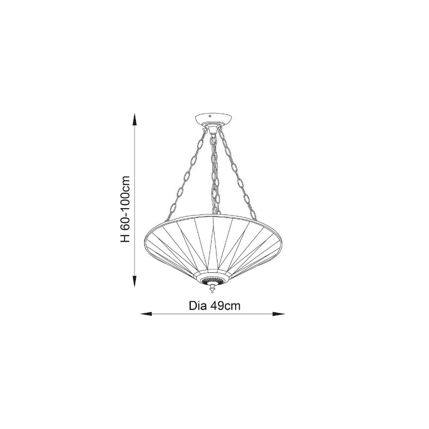 Endon 70754 - Lysekrone med kædeophæng Tiffany DARK STAR 3xE27/60W/230V Ø 49 cm