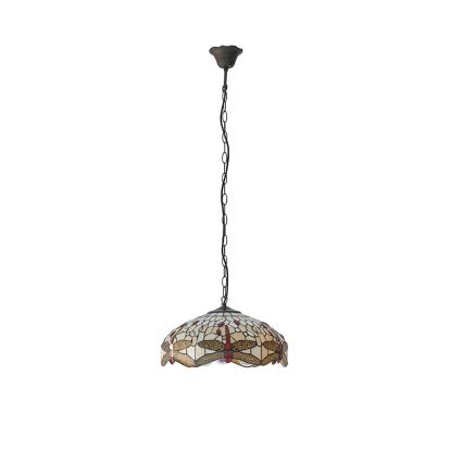 Endon 70824 - Tiffany DRAGONFLY lysekrone på kæde 3xE27/60W/230V Ø 41 cm