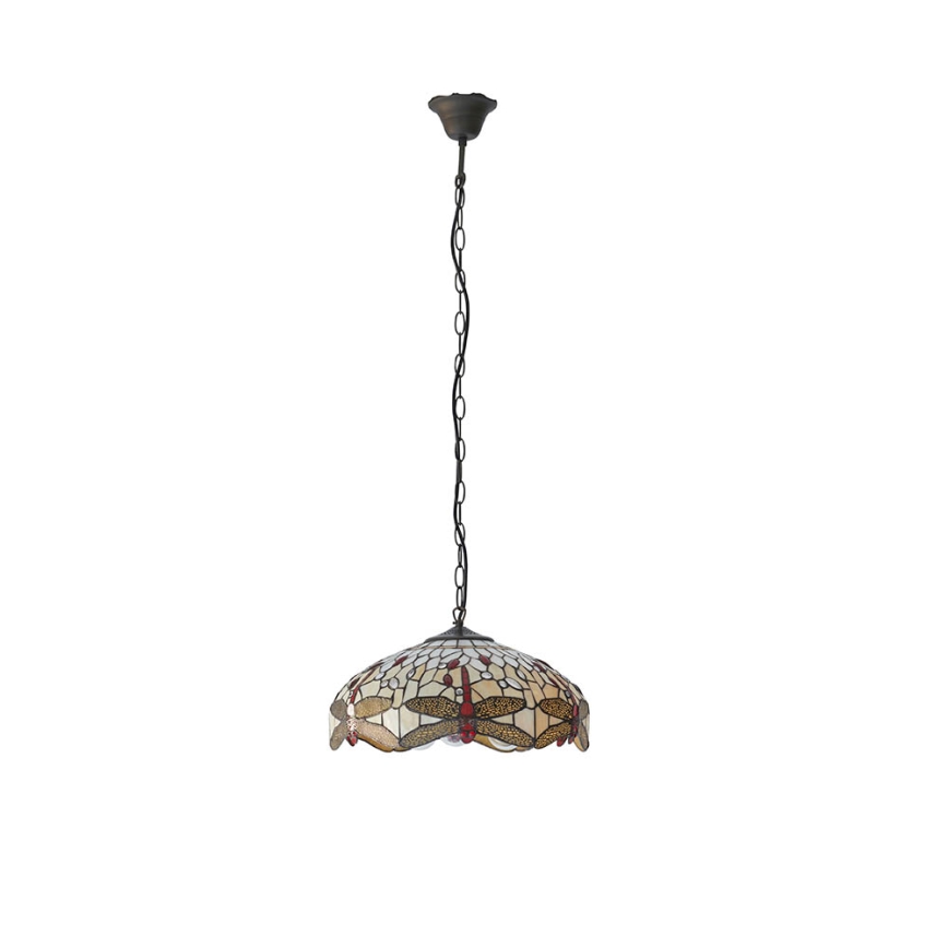 Endon 70824 - Tiffany DRAGONFLY lysekrone på kæde 3xE27/60W/230V Ø 41 cm