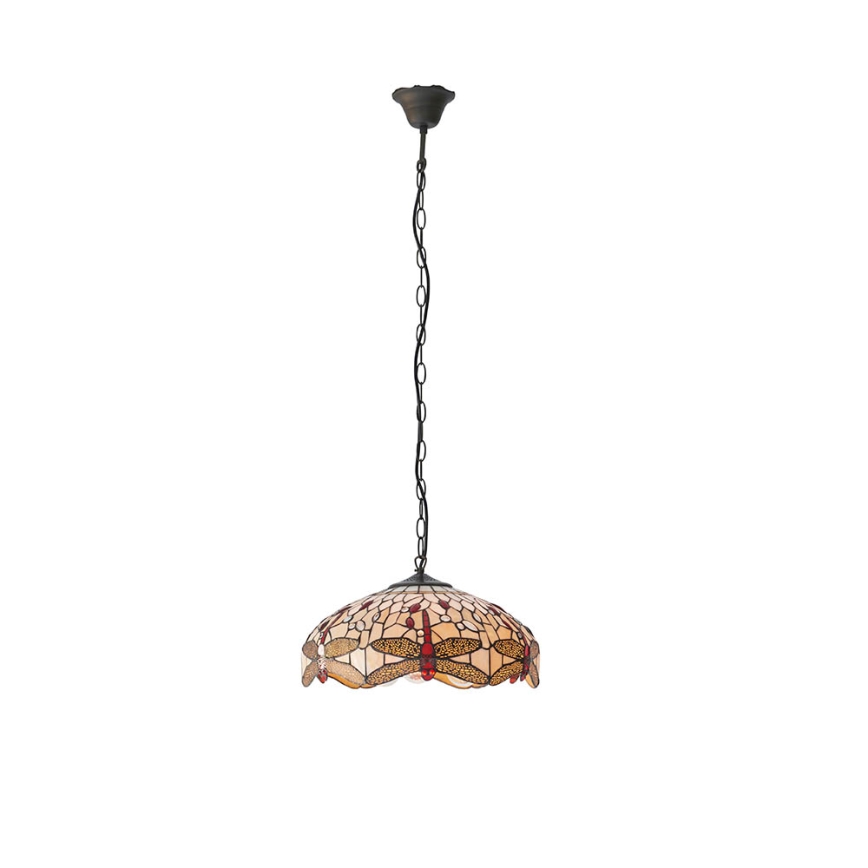 Endon 70824 - Tiffany DRAGONFLY lysekrone på kæde 3xE27/60W/230V Ø 41 cm