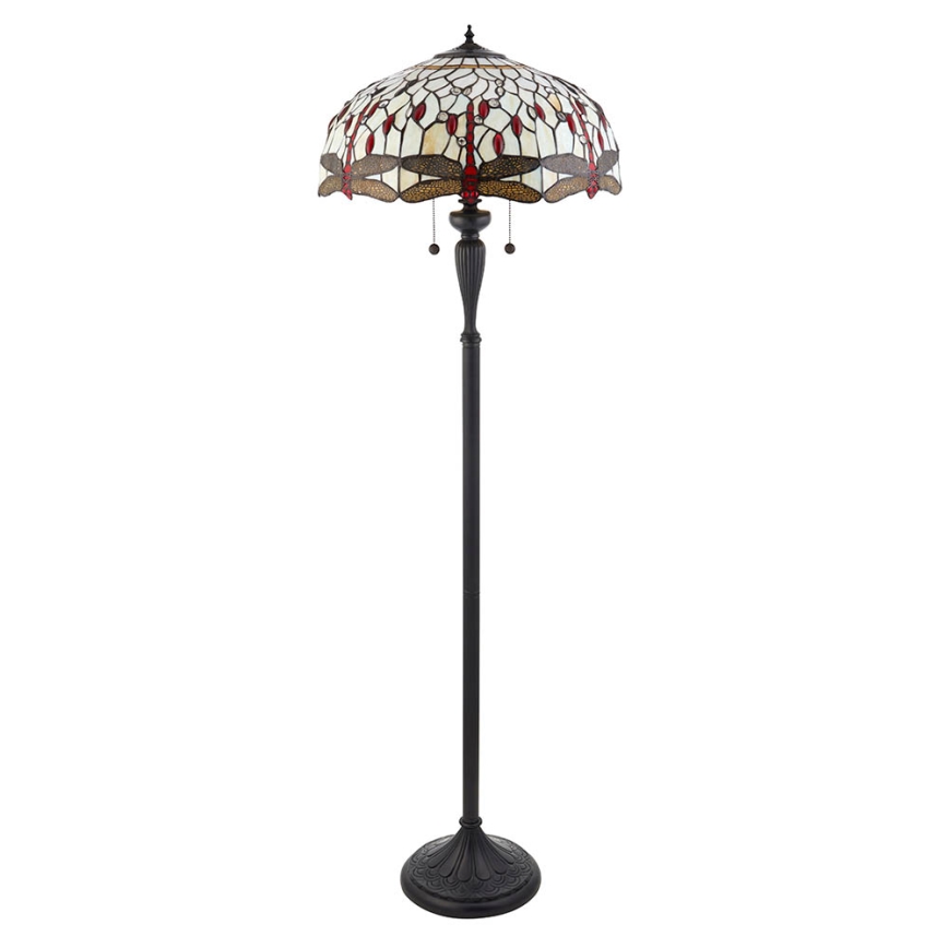 Endon 70940 - Gulvlampe Tiffany DRAGONFLY 2xE27/60W/230V Ø 50 cm