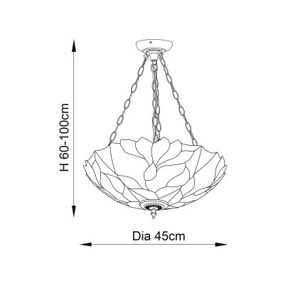 Endon 70946 - Lysekrone med kæde Tiffany BOTANICA 3xE27/60W/230V Ø 45 cm