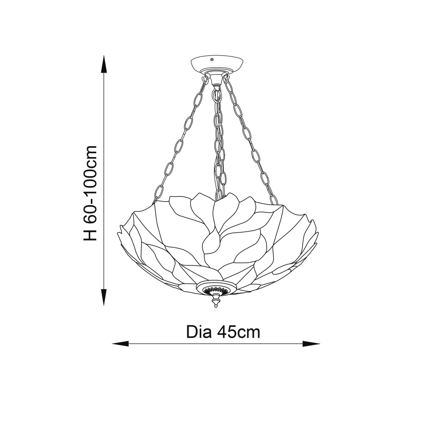 Endon 70946 - Lysekrone med kæde Tiffany BOTANICA 3xE27/60W/230V Ø 45 cm