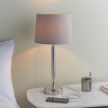 Endon 72175 - Bordlampe med USB-port SYON 1xE14/40W/230V blank krom/beige