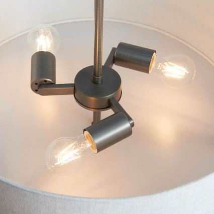 Endon 72635 - Pendellampe HAYFIELD 3xE27/40W/230V mat krom/grå