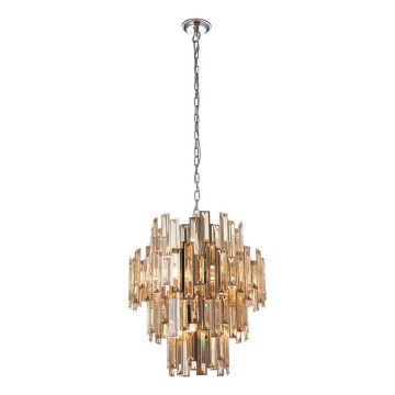 Endon 72744 - Lysekrone i krystal m. kædeophæng VIVIANA 12xE14/40W/230V skinnende krom/røget